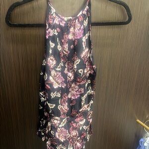 White House Black Market Ruffled Tiered Tank Top Black and Pink